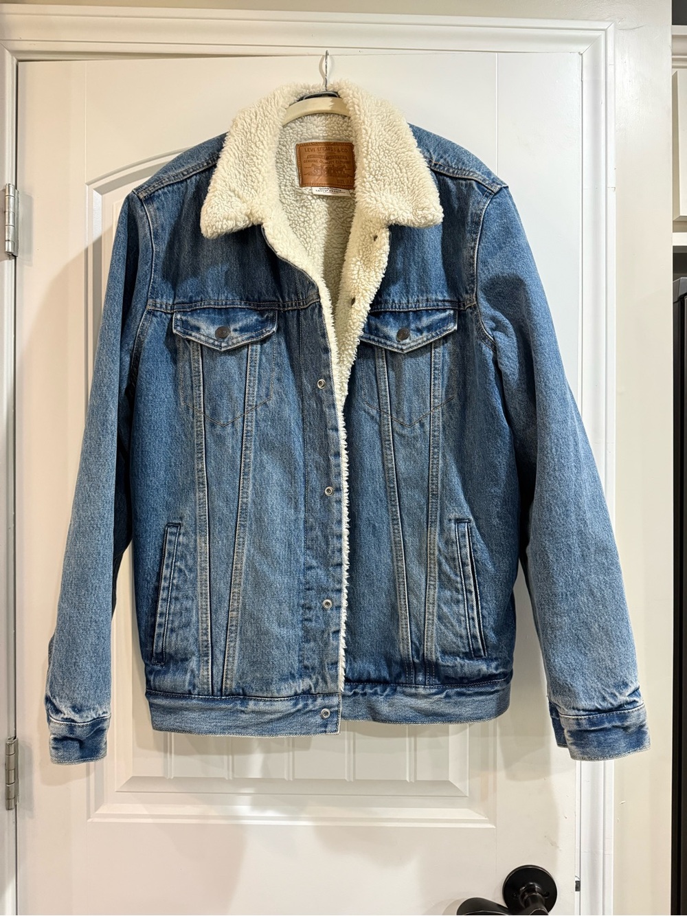 Levi's Blue Denim Sherpa Jacket with Cream Lining